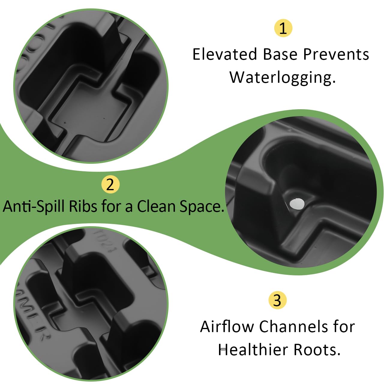 RooTrimmer 5 Pack 24 Cell Nursery Pots Trays with 2.8 inch (7CM) Square Nursery Pots 120pcs (Black), Plastic Seed Starter Tray with Drain Holes for Carrying and Holding Plant Pot(17"x11"x1.6")