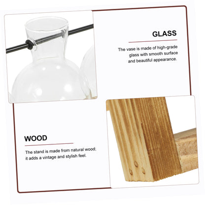 BESPORTBLE Wooden Stand Plant Propagation Glass Vases for Hydroponic Plants Terrarium for Home Decor