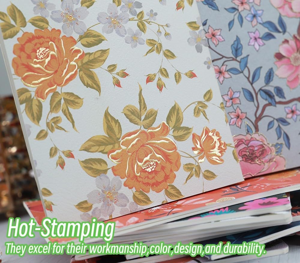Composition Notebook Journals -12 Pack with 60 Lined Pages, 30 Sheets, Sewn Binding, Hard Cover Books Embossed Cover in Floral Bliss Pattern (5.75 x 8.35 Inches) for School, Office, or At-Home Use