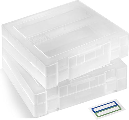 2-Pack Art and Craft Organizers and Storage Case – Thick Tall Transparent Stackable Plastic Craft Storage Containers, Project Organizer Paper Box Fits 8.5 x 11 Inch Papers & More, 12.4 x 10.8 x 3.1 In