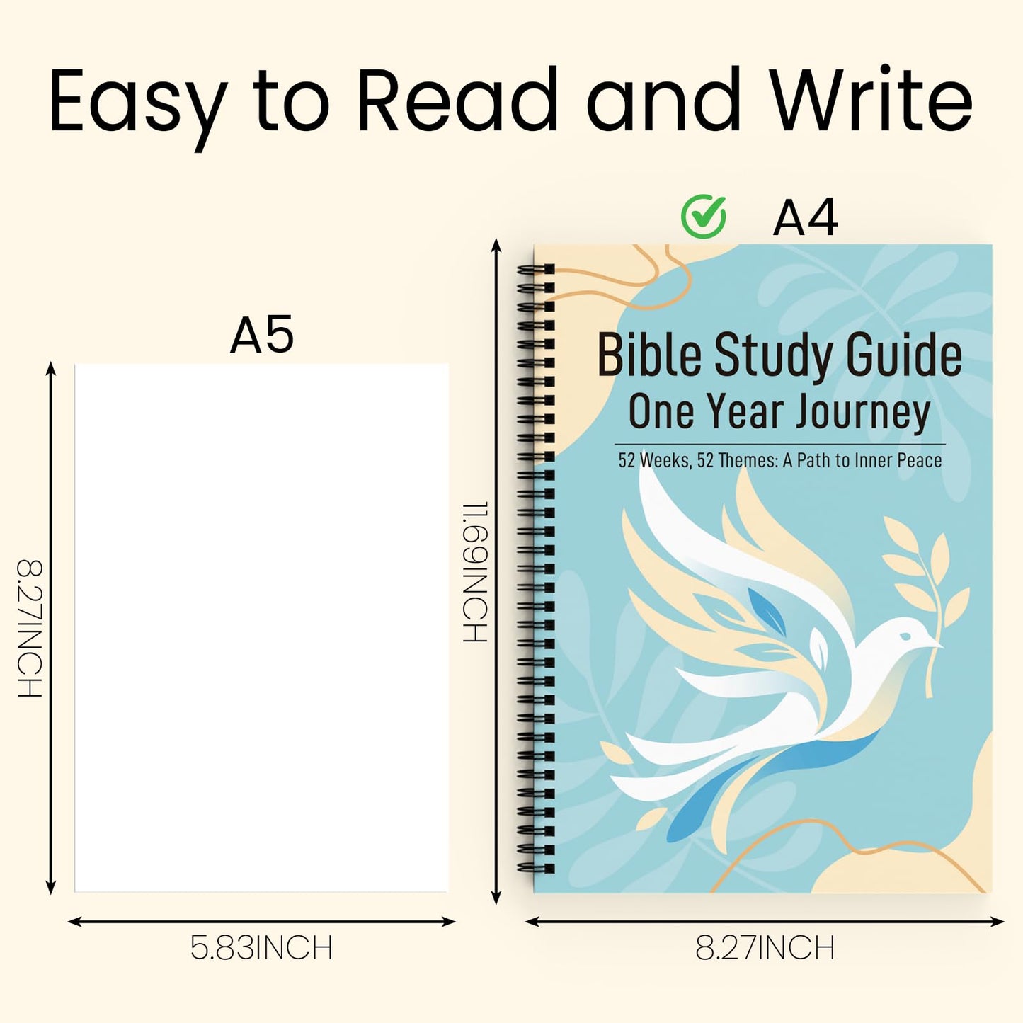 Bible Study Guide in a Year for Women, 52-week Guided Bible Prayer Journal Daily Devotional Notebook with Bookmark, Journaling Bibles Study Supplies Accessories Christian Gifts (A4)