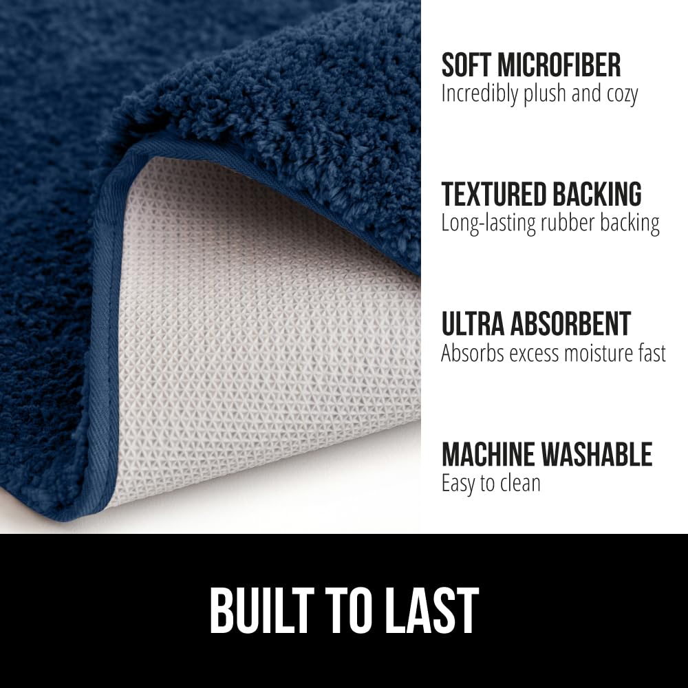 GORILLA GRIP Bathroom Rugs, Ultra Soft Absorbent Mat, Thick Plush Bath Rug, Machine Washable, Microfiber Quick Dry, Mats for Shower, Bathtub and Floor, Home Decor Accessories, 24x17, Navy Blue