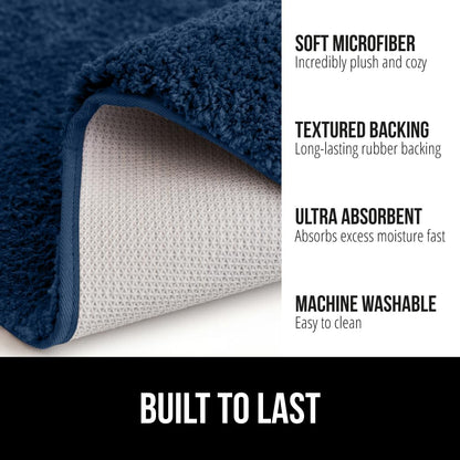 GORILLA GRIP Bathroom Rugs, Ultra Soft Absorbent Mat, Thick Plush Bath Rug, Machine Washable, Microfiber Quick Dry, Mats for Shower, Bathtub and Floor, Home Decor Accessories, 24x17, Navy Blue