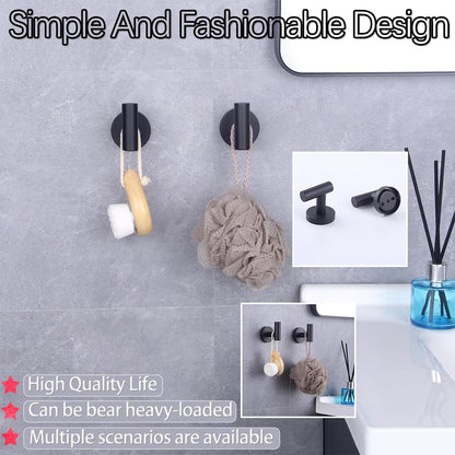 GERZWY Bathroom Matte Black Coat Hook SUS 304 Stainless Steel Single Towel/Robe Clothes Hook for Bath Kitchen Contemporary Hotel Style Wall Mounted 2 Pack AG1107B-BK