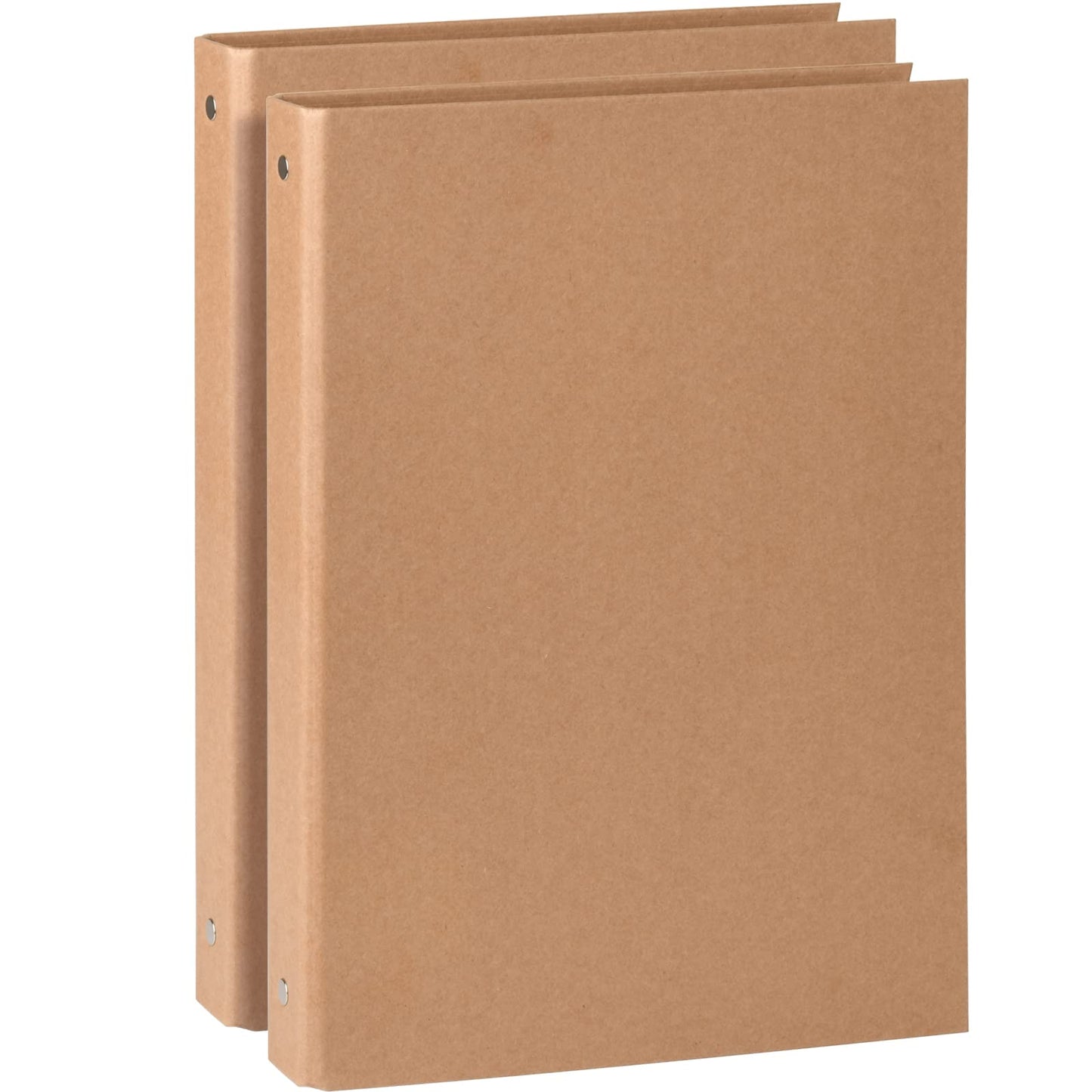 Natural Recycled Kraft Binder 3-Holds Round Ring Binder 2 Pack, Durable Binding Hard Cover Protector for Journal, Notebook, Inserted Sheets & Refill Paper, Holds 200 Sheets Capacity (A4 Size)