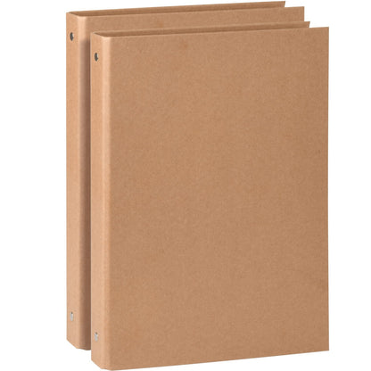 Natural Recycled Kraft Binder 3-Holds Round Ring Binder 2 Pack, Durable Binding Hard Cover Protector for Journal, Notebook, Inserted Sheets & Refill Paper, Holds 200 Sheets Capacity (A4 Size)