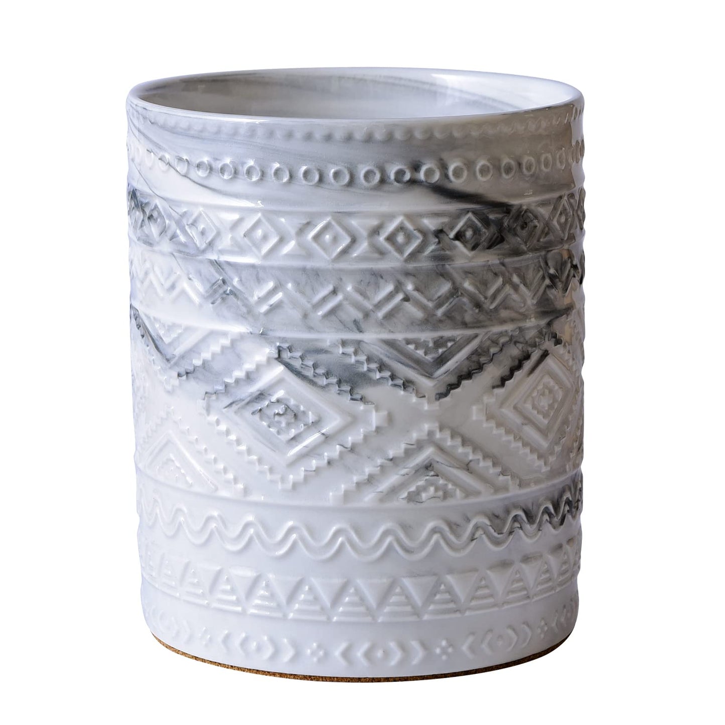 Yundu Grey Ceramic Marble Kitchen Utensil Holder for Countertop, Utensil Crock for Home Décor