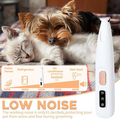 Iaolose Paw Trimmer, Upgrade Multifunctional Pet Hair Clippers Waterproof Rechargeable Pet Shaver with LED Light, Pet Paw Trimmer for Paws Eyes Ears Face Rump (1PC), White