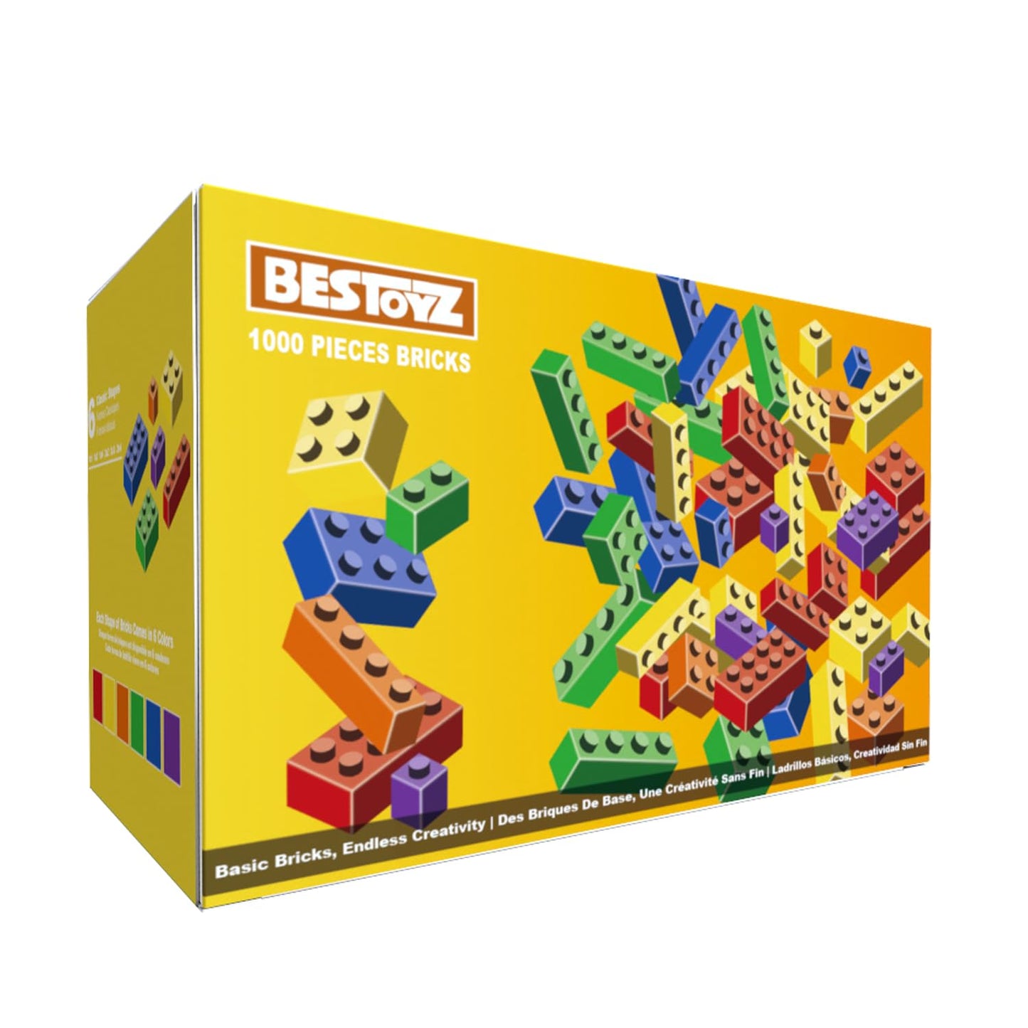 Bestoyz Building Bricks 1000 Pieces in Rainbow Colors, Classic Generic Building Blocks Toy for Boys & Girls, Educational Building Toys for Classroom, School, Toys for Kids Aged 4+