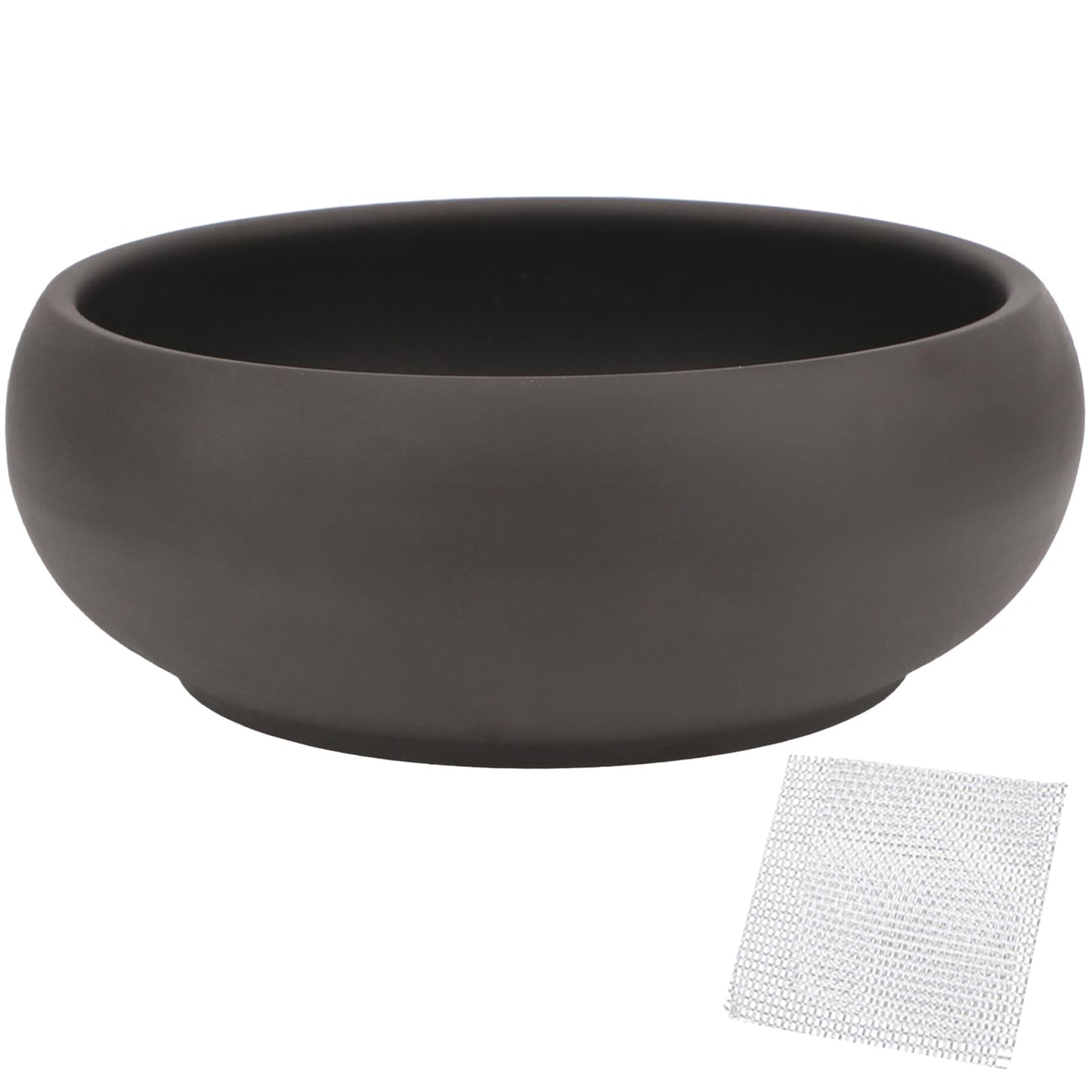 Bonsai Pot 8" Unglazed Round Ceramic Succulent Planter + Drainage Screen