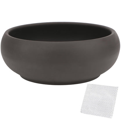 Bonsai Pot 8" Unglazed Round Ceramic Succulent Planter + Drainage Screen