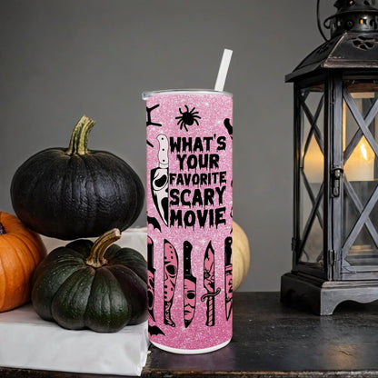 Hogg 20 oz Halloween Travel Mug, What's Your Favorite Scary Movie Cup, Ghostface Merch, Horror Gifts for Women, Stainless Steel Halloween Coffee Tumbler, No You Hang Up, Spooky Cups