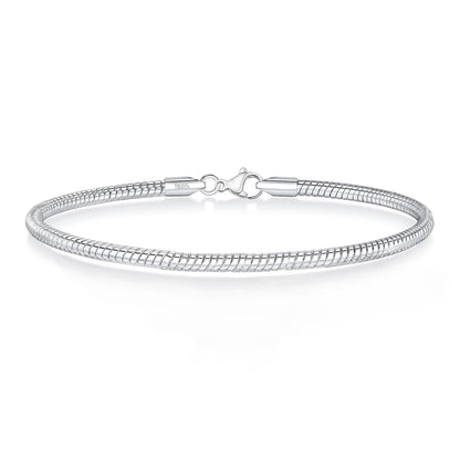 XSILA Charm Bracelet for Women 925 Sterling Silver Charm Snake Chain Bracelets Jewelry (Silver 7.5 inch)