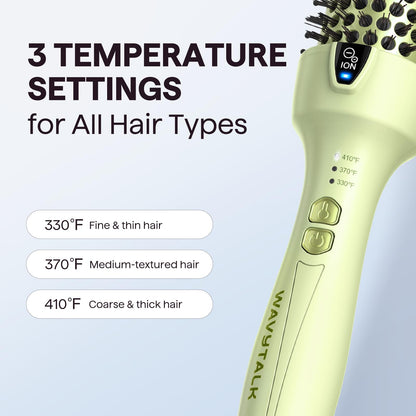 Wavytalk Updated Version Thermal Brush, 1.5 Inch Negative Ion Blowout Express Thermal Round Brush Creates Salon-Quality Blowouts, lonic Frizz Reduction Makes Hair Shinier & Smoother (Millennial Pink)