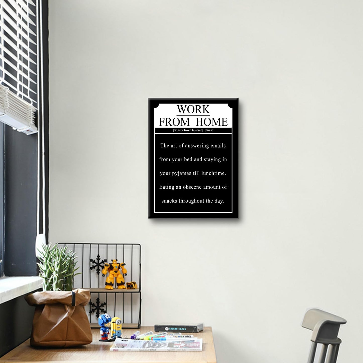 Motivational Canvas Wall Art Work from Home Entrepreneur Quotes Poster Print Inspirational Pictures Painting for Office Class Room School Wall Decoration Stretched and Framed [18''Wx24''H]