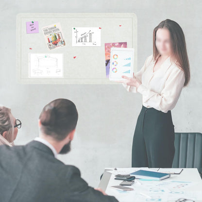 Vuzvuv Beige White 28"x16" Large Cork Board with 50 Push Pins & Sticky Notes, Self-Adhesive Bulletin Board for Wall, Felt Pin Vision Board for Paste Notes,Schedules Offices Home