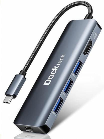Dockteck 5-in-1 USB-C Multiport Adapter, 8K HDMI, 100W PD, 3 x USB 3.0 for Steam Deck, MacBook Pro/Air M1, iPad Pro/Air, Surface Pro 7/8/X