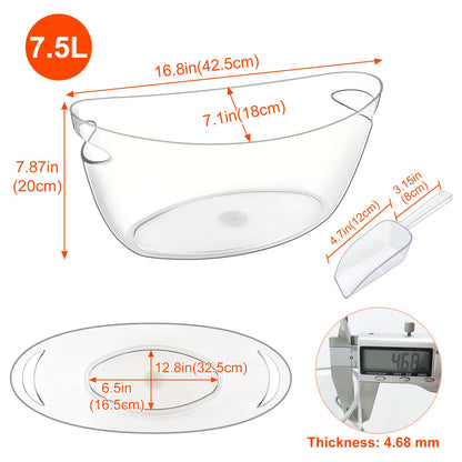 Blaithom 2-Pack Ice Buckets for Parties, 7.5L Clear Acrylic Beverage Tub