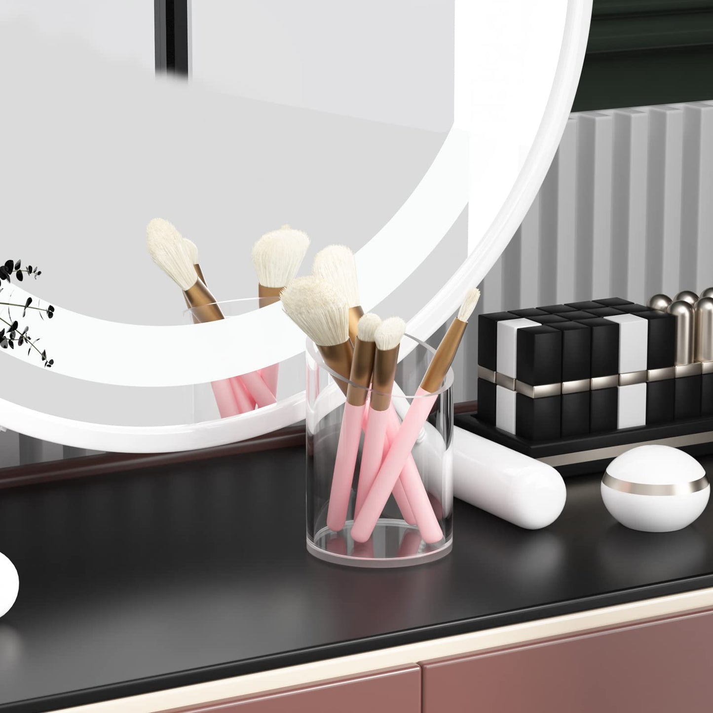 KOTEMON Pen Holder for Desk Organizer, Acrylic Makeup Brush Organizer Sanitizer Holder Pen and Pencil Holder for Office, Home, School, Clear