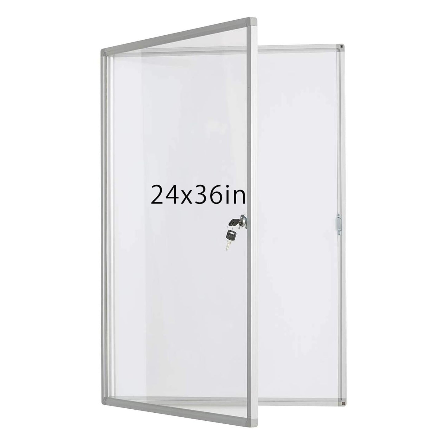 Enclosed Lockable Dry Erase Board 36x24 Inches - Magnetic White Board with Acrylic Door & Keys - Silver Aluminum Frame Notice Board Wall Mount Display Case for School, Office & Community