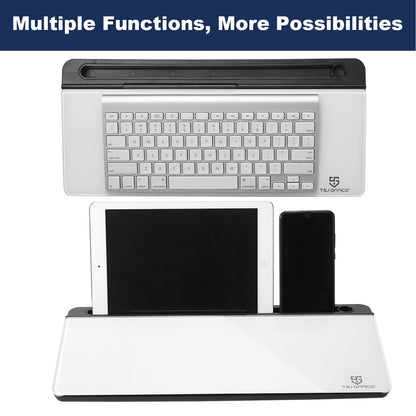TSJ OFFICE Desktop Whiteboard Dry-Erase-Board - Computer Keyboard Stand White Board Surface Pad with Drawer, Desk Organizers with Accessories for Office, Home, School Supplies - Black