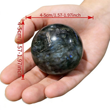 AierCrystal Natural Stone Crystal Sphere Feng Shui Home Decoration Ball Positive Energy Scrying Orb for Meditation Tool for Spiritual Space Purification Globe Diameter 4-5cm Labradorite Sphere