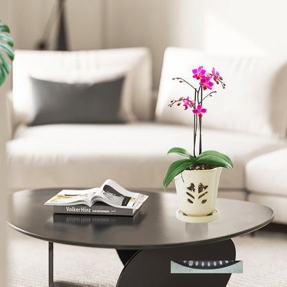 pavtner Ceramic Orchid Pot 4 Inch, Orchid Pots with Holes, Orchid Pot for Repotting, Beatiful Ice Cracked Glaze Ceramic Plant Pot, Perfect Home for Your Orchids.(White)