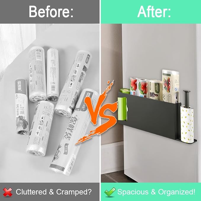 Picowe Large Wall Mount Kitchen Wrap Organizer Rack, Metal Aluminum Foil Organizer, Cabinet Storage Holder for Kitchen, Aluminum Foil, Cling Film, Paper Towel (Grey)