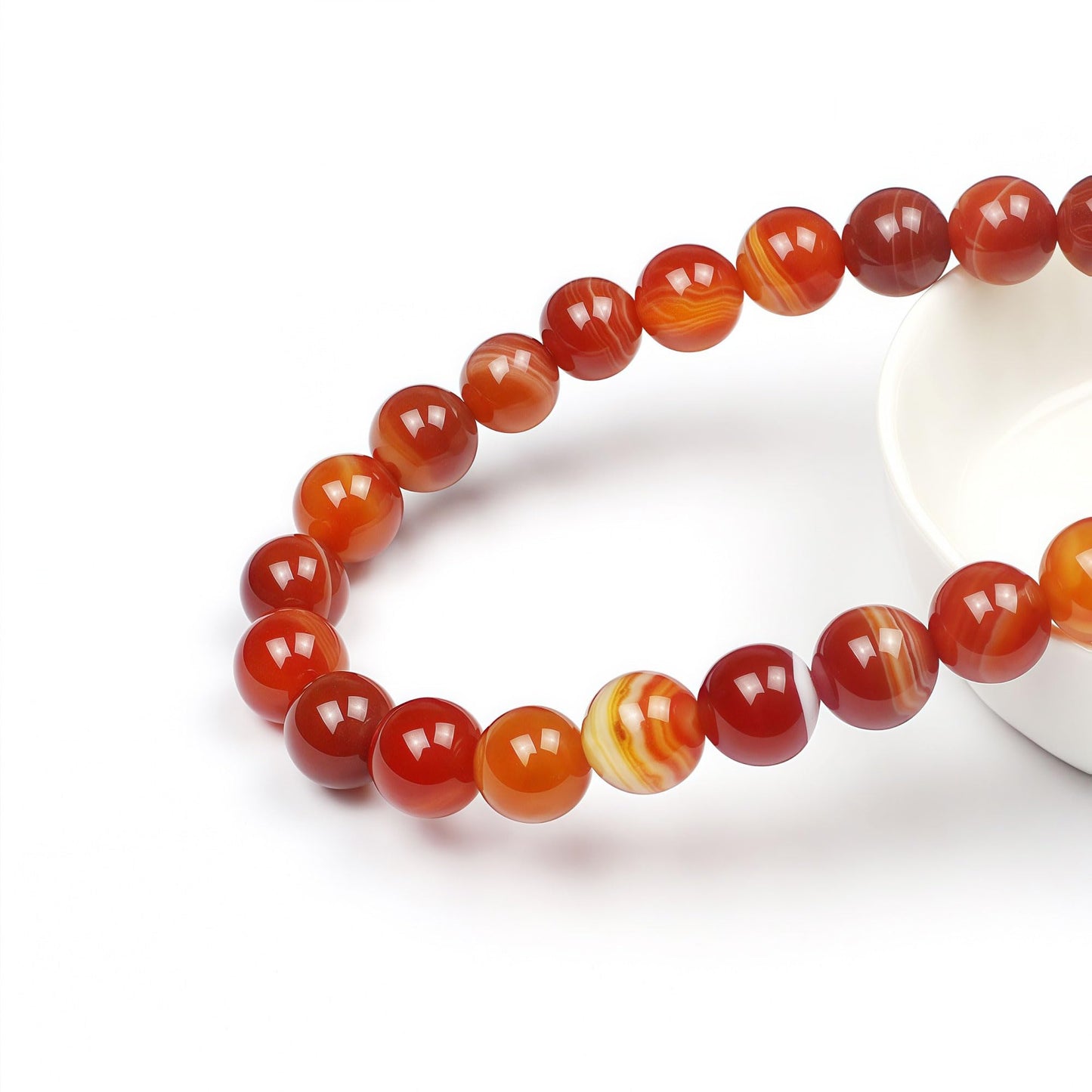 MJDCB Natural Red Striped Agate Beads Round Loose Beads for Jewelry Making DIY Bracelet Necklace (4mm)