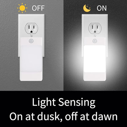 4-in-1 LED Night Light Emergency Backup Light, Motion Sensor, Dusk-to-Dawn Sensor, Rechargeable Battery Operated 5000K Daylight White, LED Flash Light for Home, Power Failure, Hurricane