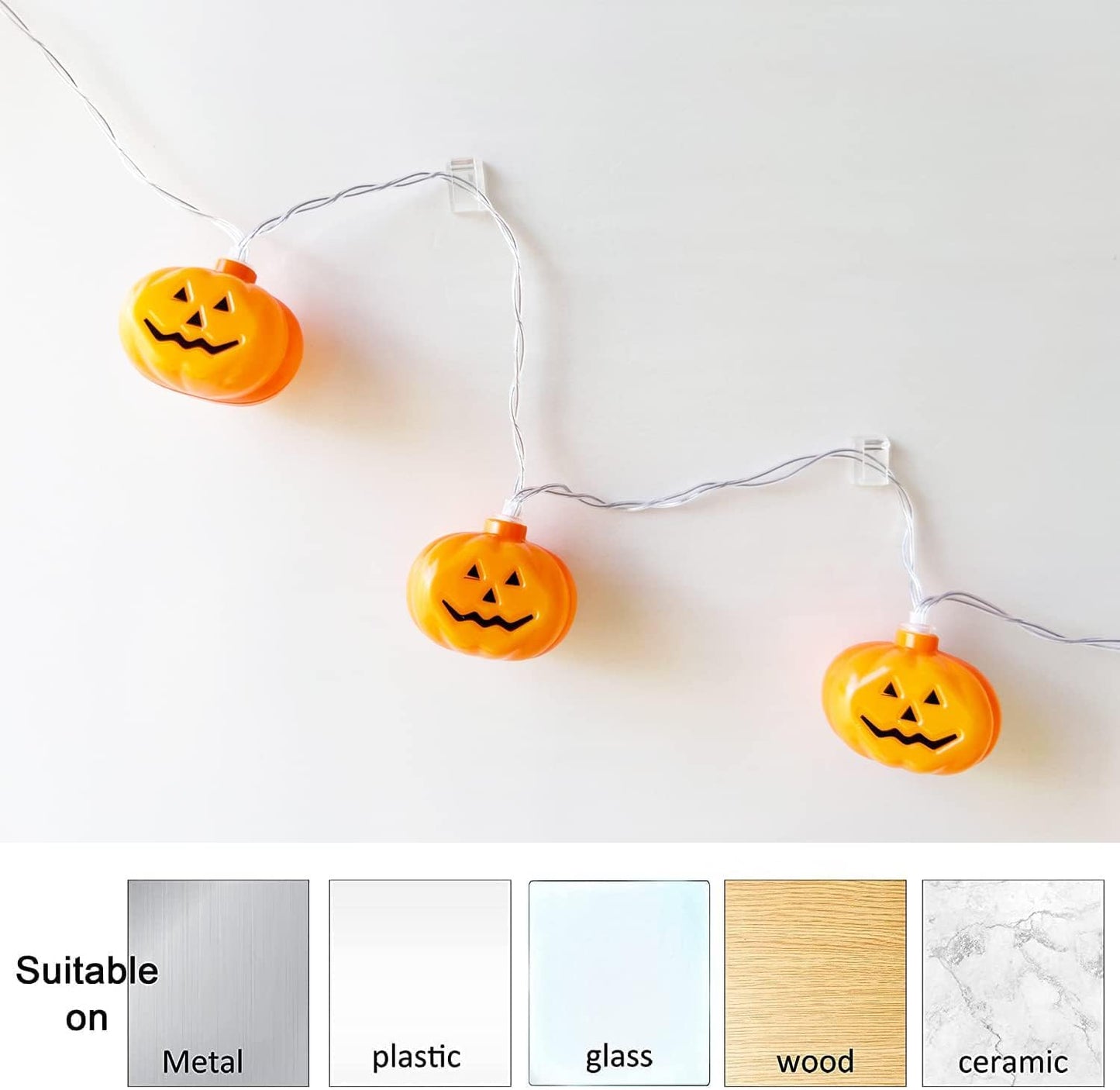 Halloween Lights,20FT 40 LEDs Holiday String Lights for Indoor Outdoor Decor,Battery Operated 8 Mode Waterproof Pumpkin String for Party Decorations