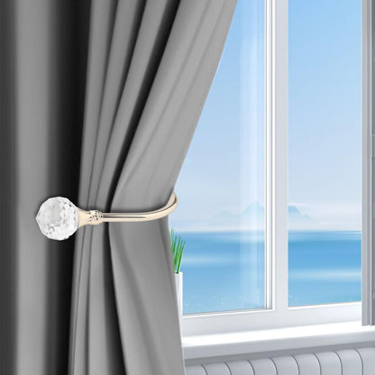 Curtain Holdback,2Pcs Wall Mounted Drapery Tiebacks with Clear Crystal Ball