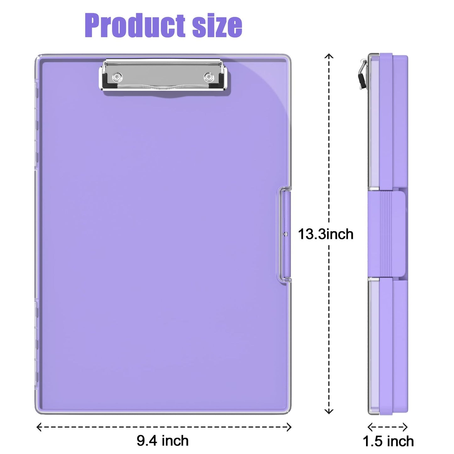 Hongri Clipboard with Storage, Purple 8.5 x 11 Folder Nursing Side Opening, Heavy Duty with Dual Compartment, Smooth Writing for Teachers, Classroom, Size 13.3 x 9.4 x 1.5 in, Office & School Supplies