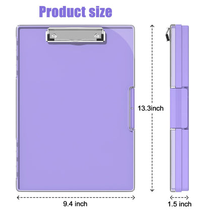 Hongri Clipboard with Storage, Purple 8.5 x 11 Folder Nursing Side Opening, Heavy Duty with Dual Compartment, Smooth Writing for Teachers, Classroom, Size 13.3 x 9.4 x 1.5 in, Office & School Supplies
