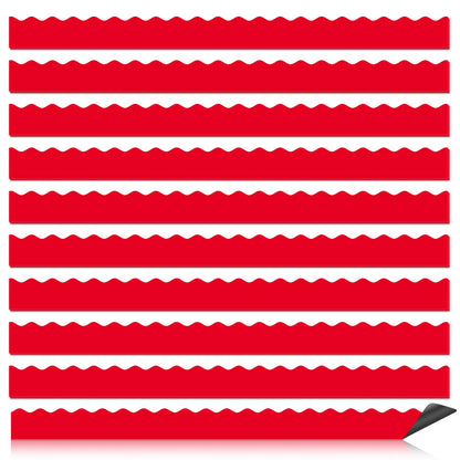 30 Pcs Magnetic Borders for Classroom Whiteboard - Red Magnetic Bulletin Board Border Set - Scalloped Chalkboard Border Strips for Teachers, Parents, DIY Home,School & Office Decoration