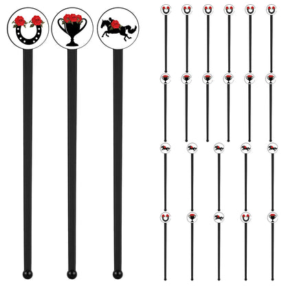 60 Pcs 7 Inches Derby Drink Stirrers Plastic Horse Swizzle Stir Sticks for Cocktails Coffee Whiskey Derby Party Favors Decoration