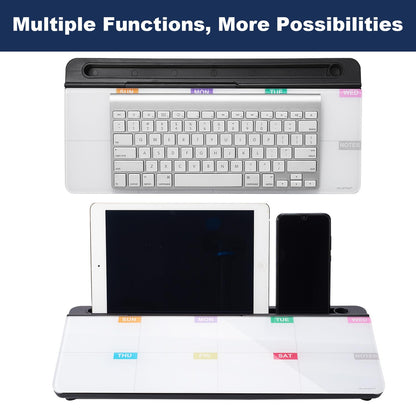 TSJ OFFICE Whiteboard Weekly Dry-Erase-Board - Desktop White Board Calendar Desk Organizers with Accessories Computer Keyboard Stand with Drawer, for Office, Home, School Supplies - Black Calendar