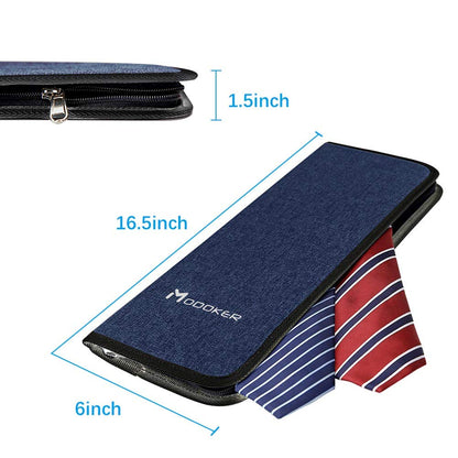 Modoker Mens Gift Tie Case for Travel Necktie Carrier Organizer Bag Storage Cufflinks and Suit Accessories,Blue