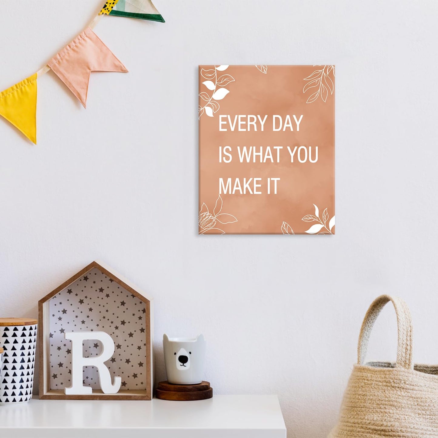 CHDITB Motivational Canvas Wall Art, Inspirational Quotes Wall Decor, Boho Botanical Artwork Uplifting Aesthetic Framed Posters, Positive Affirmation Prints For Office Bedroom Living Room Decor 8”X10”