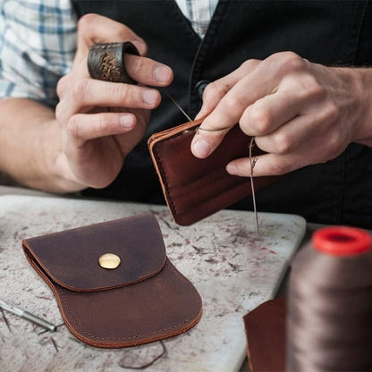 ZYLOXAR Premium Genuine Leather Men’s Wallet Snap Button Coin Purse Portable Change Holder (Brown)