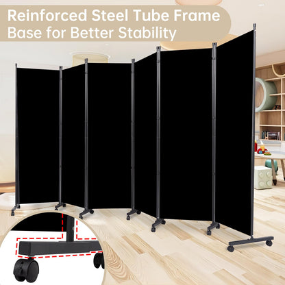 Room Divider Large 6 Panel Privacy Screen,Portable Room Partition on Wheels