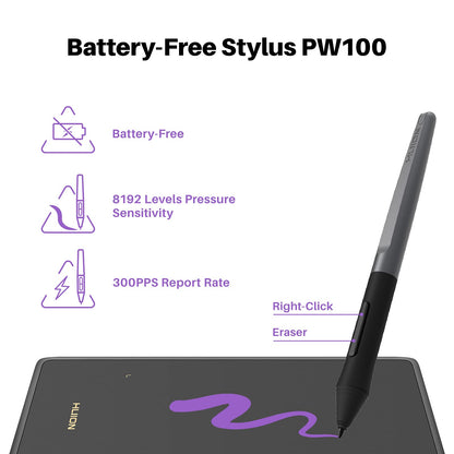 Drawing Tablet HUION H420X Graphics Drawing Tablet with 8192 Level Pressure Battery-Free Stylus, 4.17x2.6 inch Digital Art Tablet for OSU Game, Design, Teaching, Work with PC, Mac, Linux & Mobile