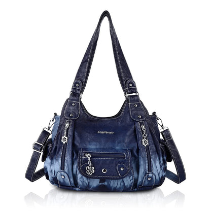 Angel Barcelo Women Purses and Handbags PU Leather Shoulder Bag Fashion Hobo Bags for Women (Fashion Blue)