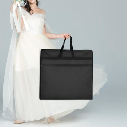 KEEGH Wedding Dress Garment Bag, 72” Tri-fold Bridal Dress Bags for Gowns, With Accessory Pockets and Adjustable Buckle Dress Cover for Wedding/Prom/Travel/Closet Storage (Black)