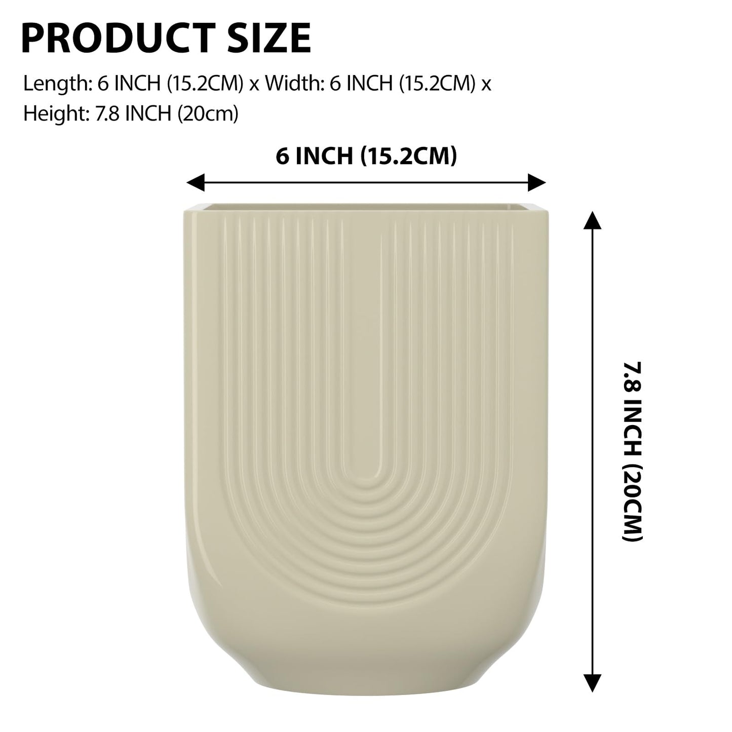 XiHuaer Ceramic Planter, 6 Inch Plant Pot with Drainage Hole, Indoor Outdoor Planter Flower Pots, Ivory Pot for Plants