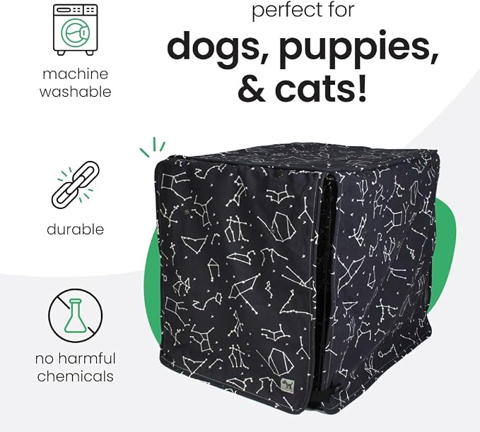 Molly Mutt Rocketman Dog Crate Cover, 100% Cotton Canvas Cover with 2 Roll-Up Panels, Ideal for Dog or Cat Crate, Durable, Washable, and Free of Harmful Chemicals, 36" x 23" x 25"