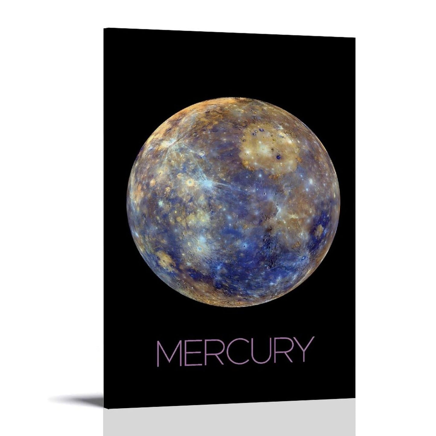 Solar System Planets Canvas Wall Art - Mercury Planet Space Poster for Kids Room Bedroom Classroom, STEM Educational Astronomy Decor, Science Gift for Boys Girls, 12x18 Inch Framed