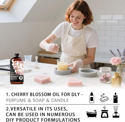 Cherry Blossom Essential Oil, Cherry Blossom Oil 16 Fl Oz 480 ML for Diffuser Humidifier Yoga Cleaning DIY Candle Soap Making Perfume Gift for Women FRAOIL (Cherry Blossom 16 Fl Oz (Pack of 1))