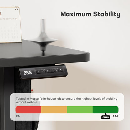 Marsail 48x24 Electric Standing Desk - Adjustable Height Computer Desk with Memory Presets, Storage Bag & Cable Management for Home Office & Gaming Workstations