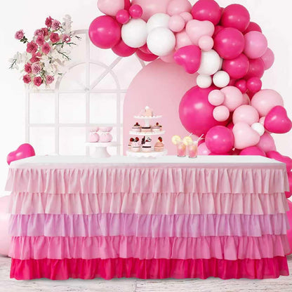 JEVIX Pink Table Skirt 6ft Tutu Table Skirt For Rectangle Table Birthday Party Decorations Baby Shower Girls Parties Cake Dessert Table Decorations Ruffle Table Skirting